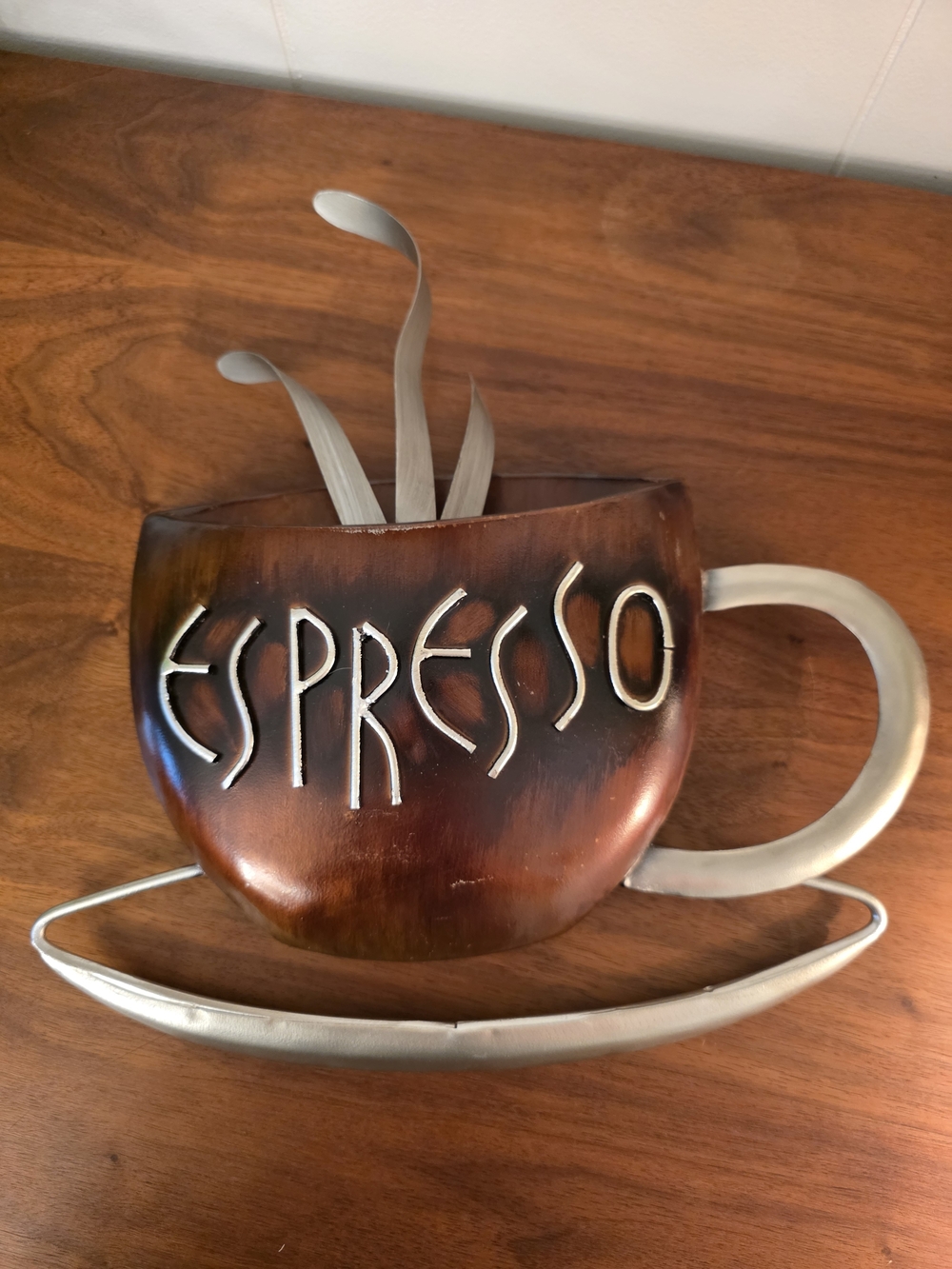 3D Espresso Coffee Cup Tin Wall Decor